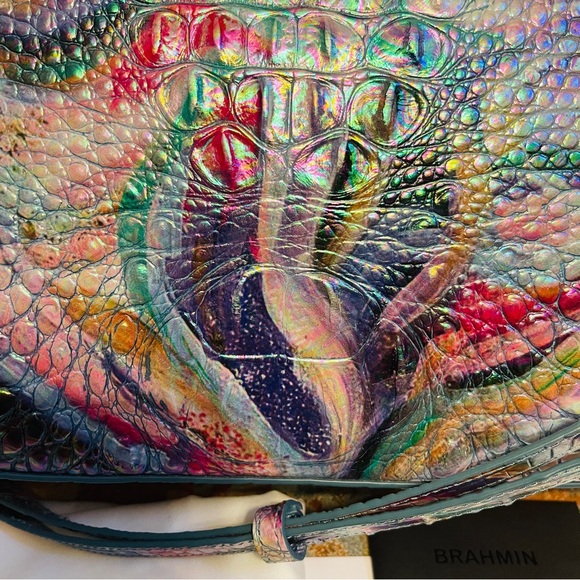 🎁SALE! Brahmin HARD TO FIND! Large Duxbury Croc Embossed Leather in Elope!!! - Picture 4 of 16